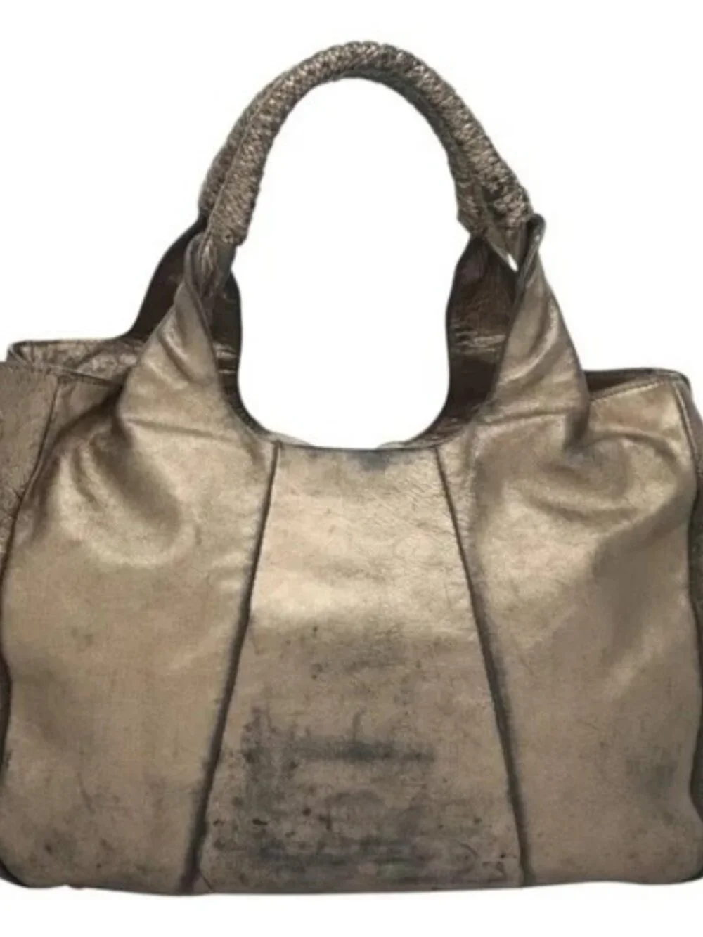 Salvatore Ferragamo Tote Bag Leather Beige Gold Auth BA1343